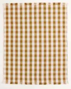 BLOCK PLAID ORGANIC COTTON FRINGED THROW