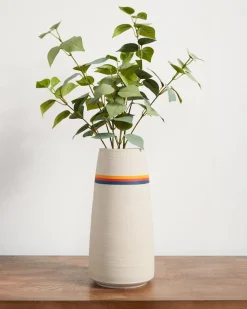 HANDMADE STONEWARE & WOOD STEM VASE